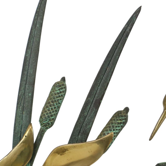 Mid-Century Heron and Duck Figurines in Brass and Green Metal, 1950s, Set of 2 For Sale - Image 9 of 14