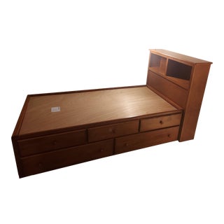 2010 Solid Birch Bedroom Source Twin Size Captain's Storage Bed With Bookcase Headboard For Sale