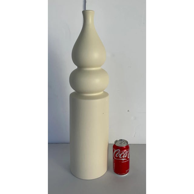 Modern Large White Gourd Cylinder Vase For Sale - Image 4 of 4
