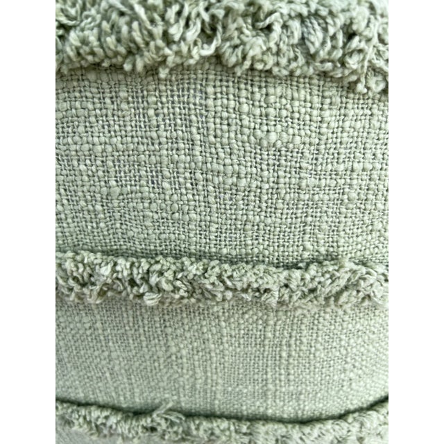 2020s Green Fringe West Elm-Style Decor Pillow For Sale - Image 5 of 8