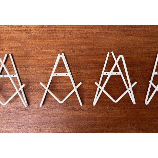 Cream Mid-Century Minimalist Metal Coat Hooks Rack, 1960s, Set of 5 For Sale - Image 8 of 18
