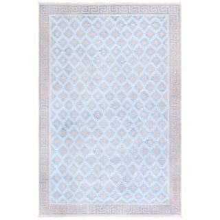 Doris Leslie Blau Vintage Indian Dhurrie Geometric Blue Flatweave Cotton Rug For Sale