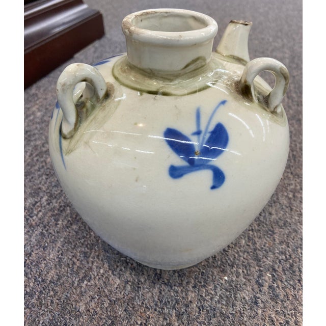 Antique Chinese Wine Jug Vessel With Blue Underglaze Chairish