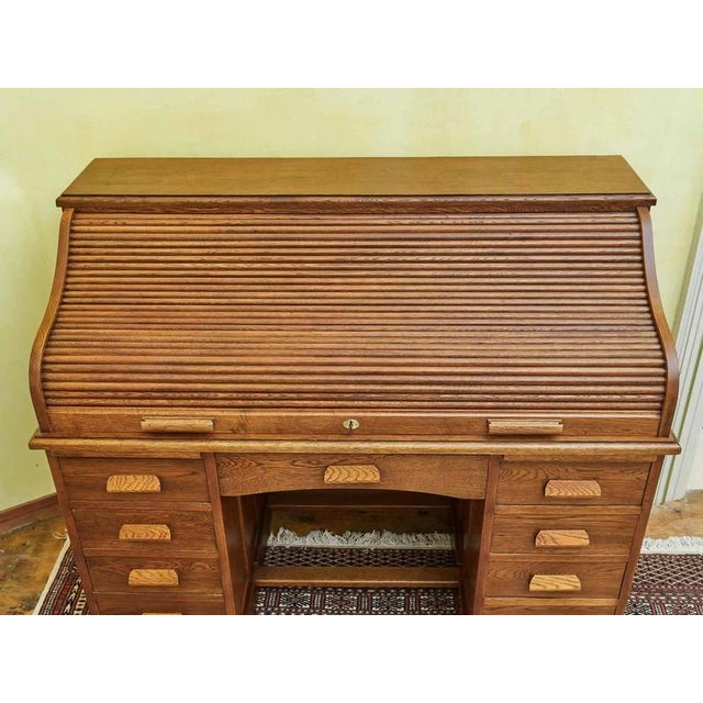 Antique American Desk with Roller Blind For Sale - Image 12 of 16