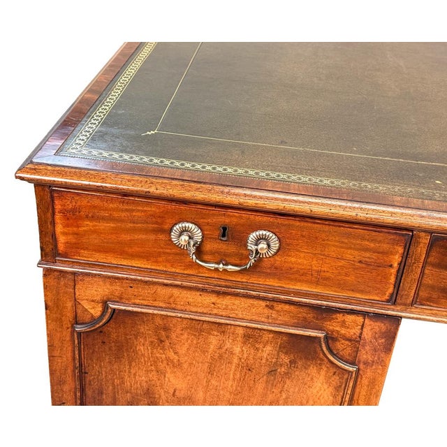 18th Century Georgian Mahogany Pedestal Partners Desk, Chippendale Period, 1760 For Sale - Image 13 of 17