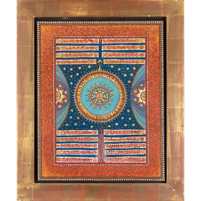 Mino Meno, Zodiac Magic Circle, Oil Painting, 1980s For Sale