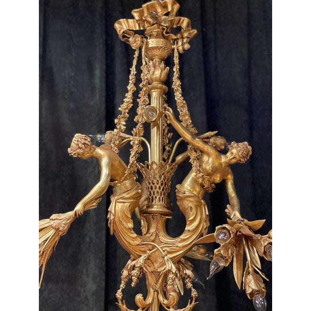 Large Gilt Bronze Chandelier in Louis XVI Style For Sale - Image 10 of 18