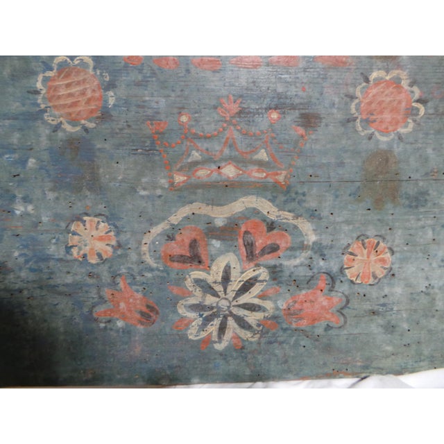 Swedish 100% Original Painted Trunk Front Dated 1818 For Sale - Image 4 of 10