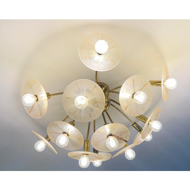 Mid 20th Century Dandelion Art Glass Shade Chandelier Lightolier Designed by Gerald Thurston For Sale - Image 13 of 15