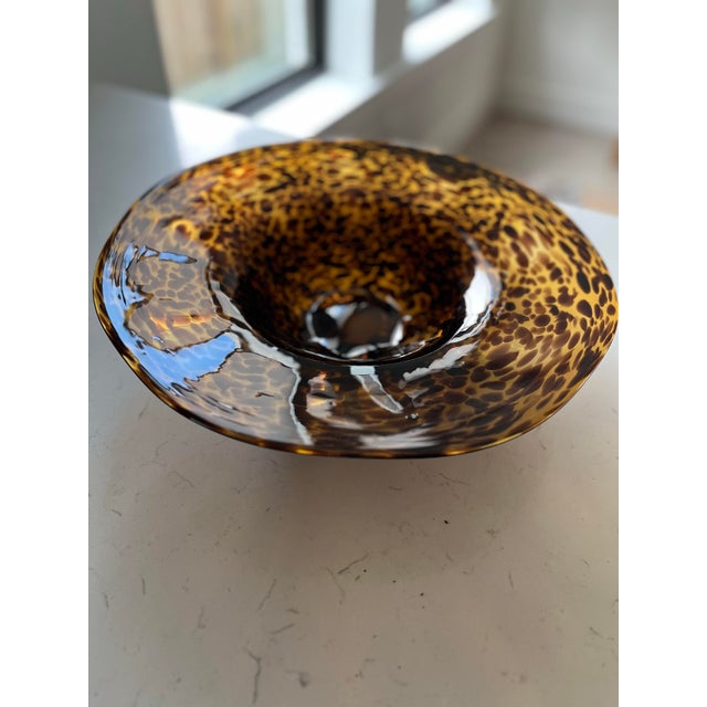 1970s Italian Handblown Murano Tortoiseshell Centerpiece Bowl For Sale In Houston - Image 6 of 12