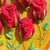 Framed 3d Stumpwork Textile Wall Art - Vintage Botanical Red Roses on Yellow For Sale - Image 4 of 16