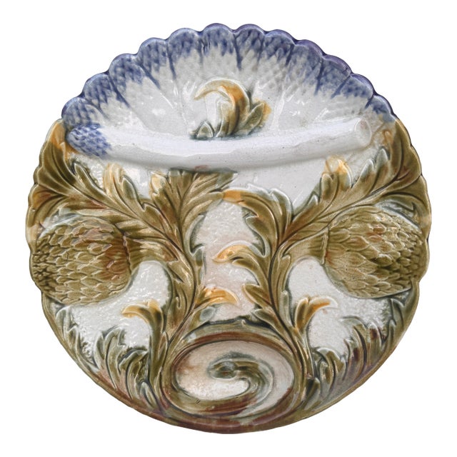 French Majolica Asparagus Plate Orchies, Circa 1890 For Sale