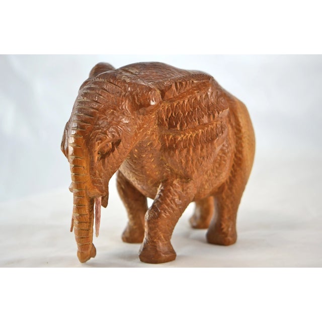 Hand Carved Wood Elephant For Sale - Image 9 of 9