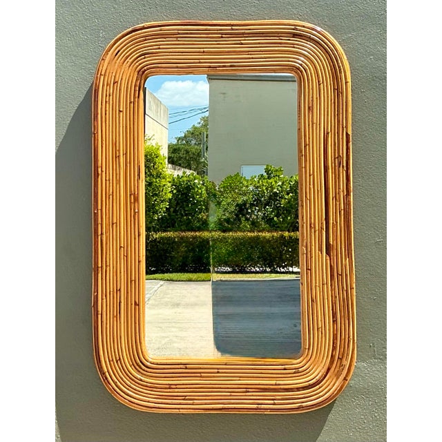 Vintage Tagged Gabriella Crespi Pencil Reed Mirror For Sale - Image 11 of 12