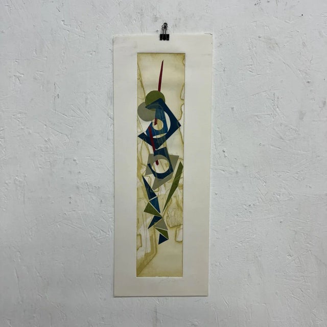 Green 1990s Abstract Modern Signed Color Artwork on Paper For Sale - Image 8 of 8