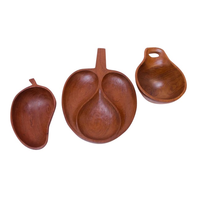 Collection of Three Vintage Teak Serving Pieces Including Designs by Laurs Jensen for Odense For Sale