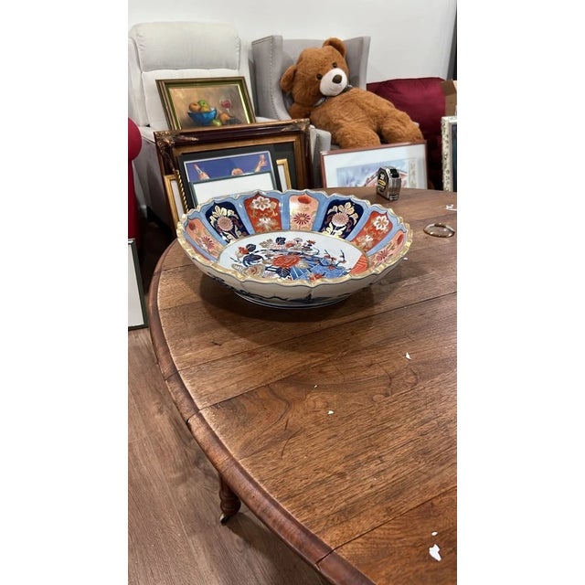 Make a bold statement with this magnificent, large-scale Japanese Imari porcelain centerpiece bowl. Featuring a classic...