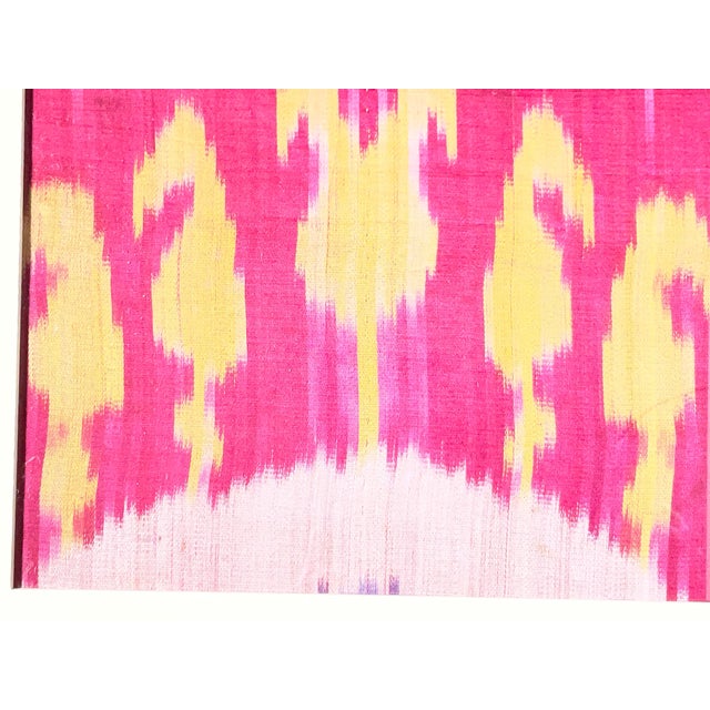 Red Vibrant Silk Ikat Framed Collection – Bohemian Luxury Textile Art (Set of 4) For Sale - Image 8 of 15