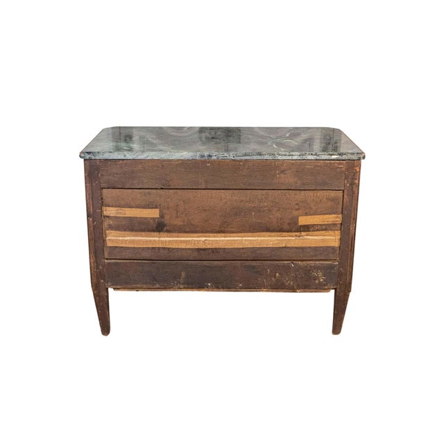 Italian Piemontese 1890s Three-Drawer Walnut Commode with Dark Green Marble Top For Sale - Image 13 of 18