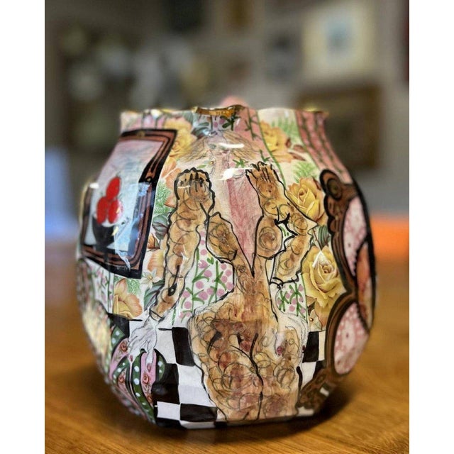Vintage Ceramic and Slipware Pitcher by Laney K. Oxman, 1990s For Sale - Image 4 of 6