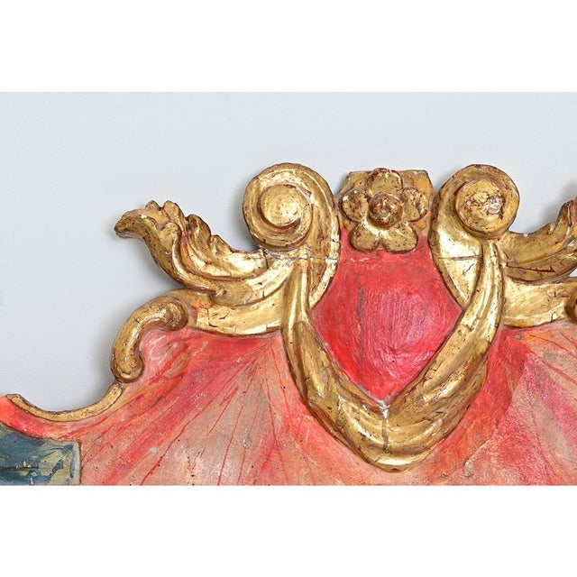Red Italian 18th Century Carved Painted and Parcel Gilt Overdoor For Sale - Image 8 of 9