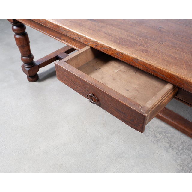 Country French Provincial Oak Farmhouse Dining Table 9 Ft For Sale - Image 10 of 18