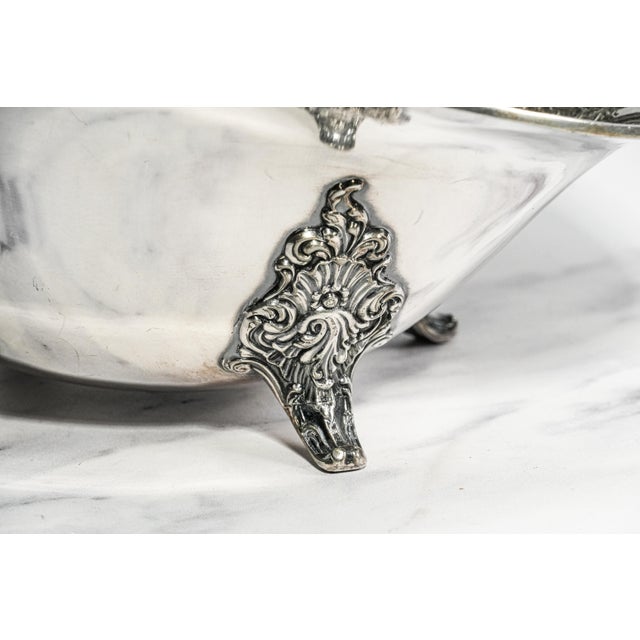 Lovely Antique Wilcox Silverplate Fruit Basket Ornate Footed Centerpiece With Handle Traditional Home Decor For Sale - Image 14 of 17