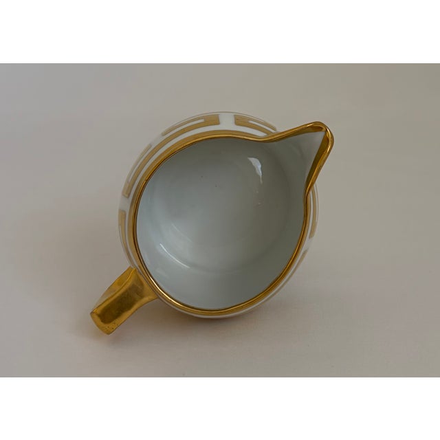 Antique Pickard Hand-Painted Gilt Greek Key Creamer and Sugar Set – 2 Pieces For Sale In Dallas - Image 6 of 8