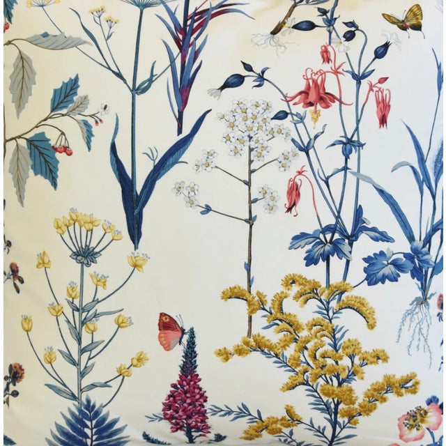 Floral Wildflower Botanical Cotton & Linen Feather/Down Pillows 24" Square - Pair For Sale - Image 4 of 10