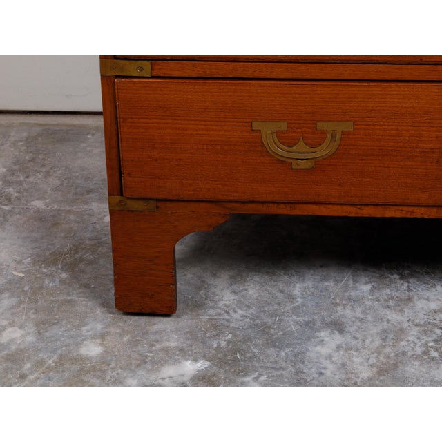 English 19th Century Teak Campaign Chest with Five Drawers and Brass Hardware For Sale - Image 9 of 12