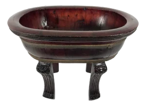 Antique Early 20th Century Chinese Wood Storage Bowl With Dragon Legs and Iron Bands, Antiquities Seal