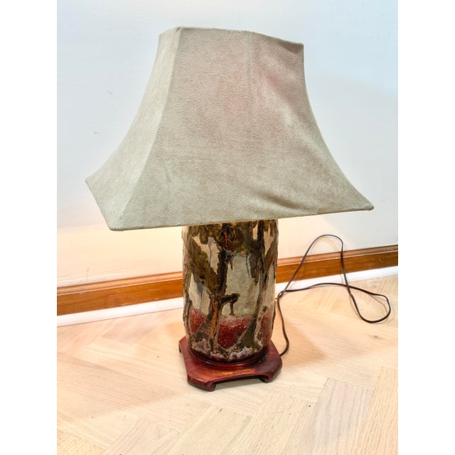 Vintage Handmade Louisiana Cypress Swamp Scene Pottery Table Lamp For Sale - Image 11 of 11