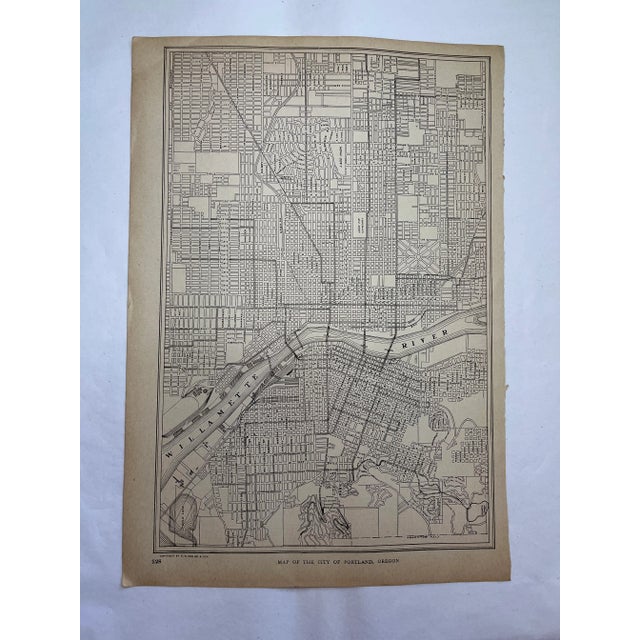 Paper Antique 1920s Portland Oregon City Map For Sale - Image 7 of 7