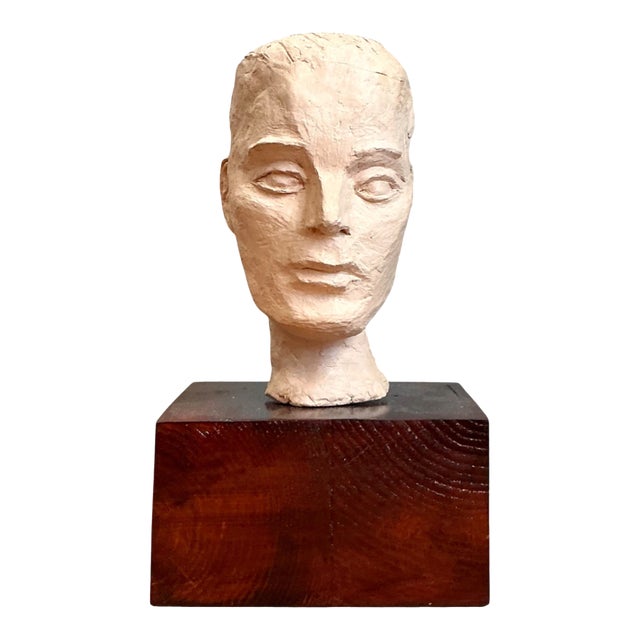 Vintage Plaster Bust of Man For Sale