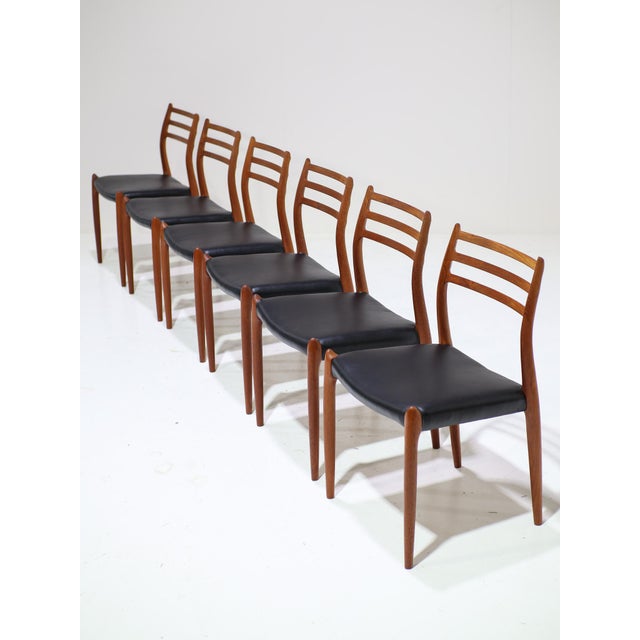 A set of six model 78 dining chairs designed by niels otto møller for j.l. Møllers møbelfabrik in denmark, 1962. These...