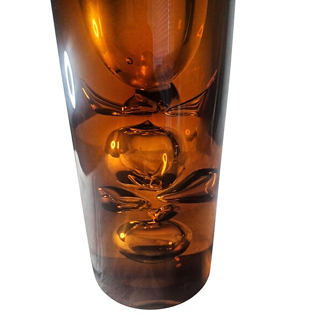 Mid-Century Modern Hand-Blown Smoked Amber Glass Vase by Czech Glassmaker Beránek For Sale - Image 4 of 5