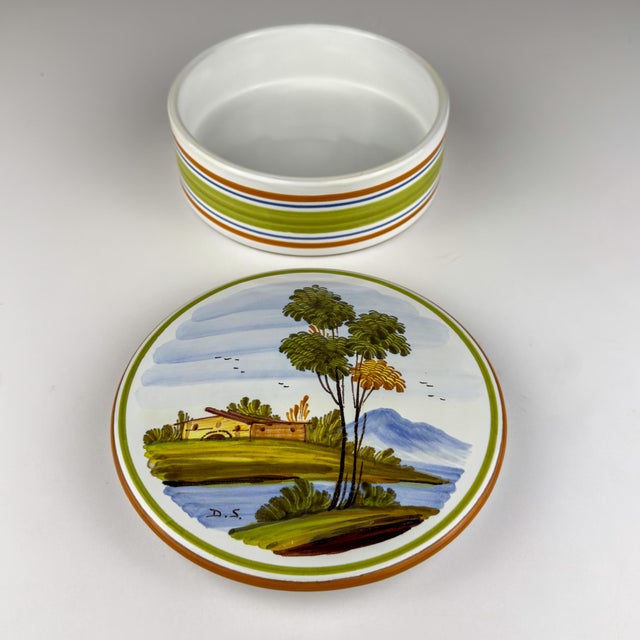 Vintage Hand Painted Round Trinket Box by Manufacture Di Stefano, Italy, 1990s For Sale - Image 10 of 16