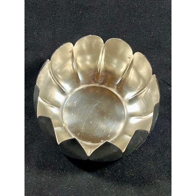 Reed and Barton Vintage Silverplate Three Piece Lotus Flower Arrangement Bowl Vintage Reed and Barton For Sale - Image 4 of 9