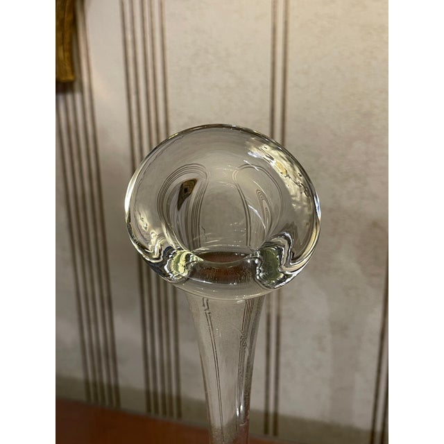 Vintage Mid-Century Hand Blown Clear Glass Bullicante Bud Vase For Sale - Image 9 of 10
