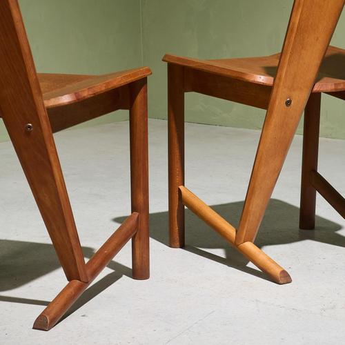 Brown Dining Chairs by Søren Nissen and Ebbe Gehl for Seltz, France, 1980, Set of 4 For Sale - Image 8 of 11