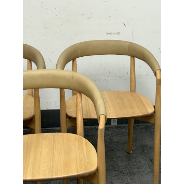 2020s West Elm Irvine Sand Leather Dining Chairs, Set of Six For Sale - Image 5 of 12