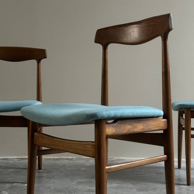 Vintage Danish Chairs in Teak and Fabric, 1960s, Set of 4 For Sale - Image 3 of 11