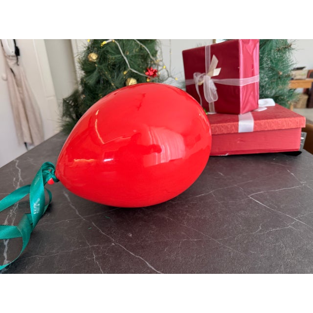Red Glossy Ceramic Balloon Wall Sculpture -Large Size For Sale - Image 11 of 13
