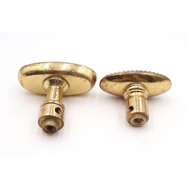 Modern Brass Oval Concentric & Beaded Door Knob Set For Sale - Image 6 of 8