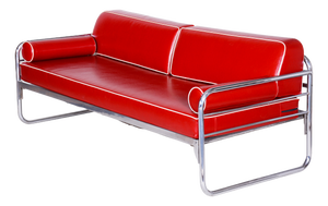Bauhaus Sofa in Chrome and Leather attributed to Hynek Gottwald, Czech, 1930s