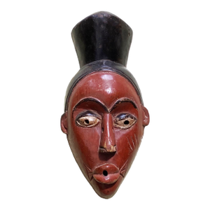 Vintage Wooden African Guru Female Mask 15" H