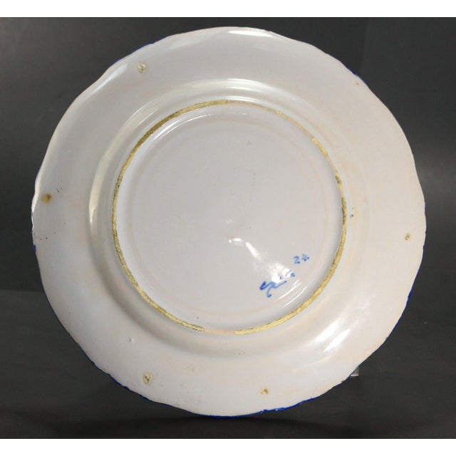 19th Century French Faience Hand Painted Plate Floral Cornucopia, Saint Clement For Sale - Image 13 of 17