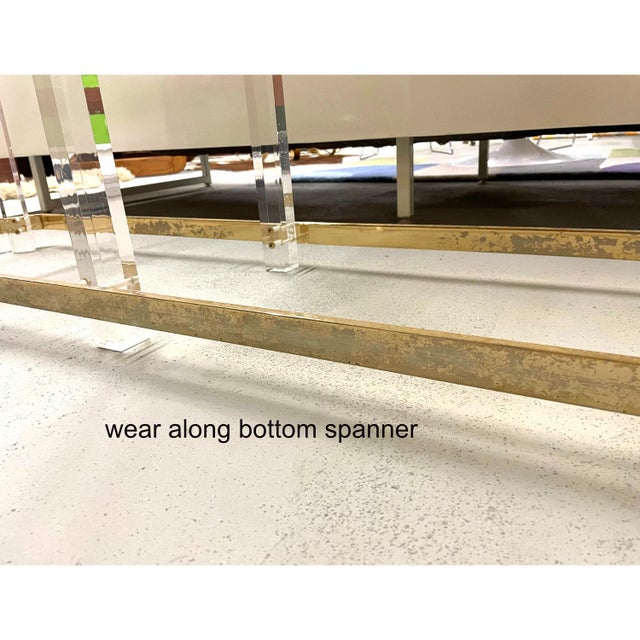 Vintage Charles Hollis Jones Style Clear Acrylic and Brass Console Table For Sale - Image 11 of 12