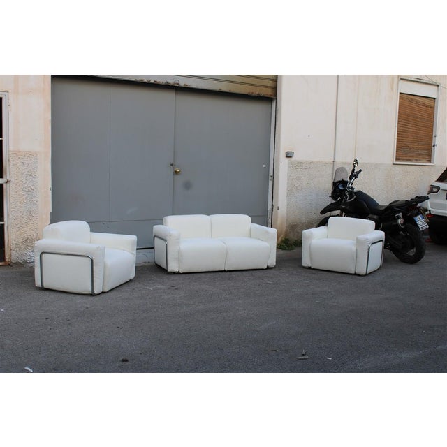 Sofa and Chairs with Chromed Metal Frame, 1970, Set of 3 For Sale - Image 14 of 16
