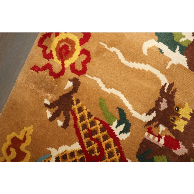 Tuscan Dragon Vintage Tibetan Rug, 3' X 5'10'' For Sale - Image 3 of 9